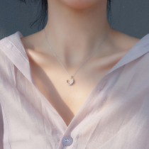 Small moose man 925 exquisite temperament irregular flash Diamond Moon Crescent sterling silver necklace choker gift student female