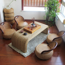 Rattan window small table Japanese tea table and chair combination simple household tea table low table balcony tatami tea table