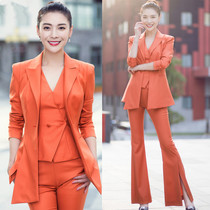 Spring and autumn new stars with the same style Korean version Fashion suit waistcoat Three sets to be slim and slim fit OL suit woman