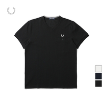 FRED PERRY MENS short-sleeved T-shirt 2021 summer new British CASUAL V-neck wheat ear T-shirt tide M9672