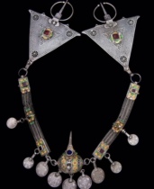Moroccan Berber brooch enamel egg coin antique necklace