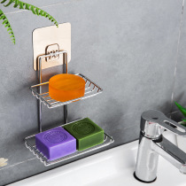 Stainless steel non-perforated soap box soap holder no trace sticker bathroom toilet single layer double soap holder soap box
