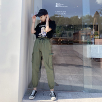 Overalls womens loose bf casual sweatpants ins Tide pants 2019 new spring and autumn slim high waist tie pants