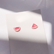 Watermelon ear clip cute Japanese girl Joker earrings female simple student fresh short style small earring