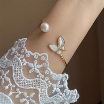 Bursting Shell Butterfly Opening Bracelet Natural Freshwater Pearl High Quality Butterfly Design Sens Wind National Wind