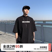 OFFBORD Letter Print Short Sleeve T-shirt Men Summer Loose Tide Brand Hong Kong Style Men Half Sleeve Bottom Shirt