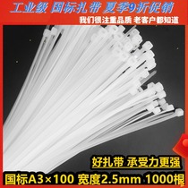  National Standard A3*100mm wide 2 5 force buckle Plastic nylon cable tie Tied rope Tied wire sealed buckle White black