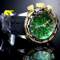 invicta Invikta silicone strap large dial Green mother pearl quartz men watch
