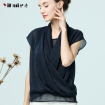 2021 Summer new snow-spinning shirt short sleeve blouses v collar loose slim cover Belly Mature Women Dress Big Code Fashion