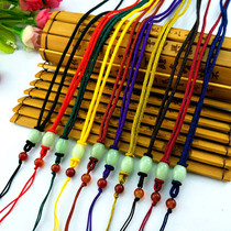 Long-line red agate necklace hand-woven rope gold emerald beeswax pendant hanging necklace rope accessories lanyard