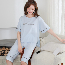 Sleepwear Women Summer Modale Cotton Short sleeves Seven Pants Suit Loose big-size summer thinkers Home clothes Two sets