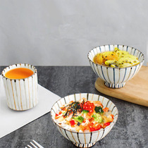 Japan Bowl Original Dress Home Color ten Grass Creative Day Style Coarse Pottery Rice Bowl Soup Bowl Congee Bowl Meineshot Glaze Lower Color Cutlery