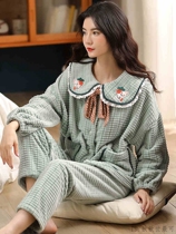 Pajamas Woman Autumn Winter Coral Suede Thickening Extras Outwear Sweetness Cute Cardiovert Winter Flannel Suede Suit Winter