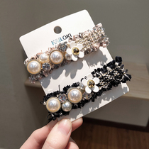 Korean design sense niche hairclip Korean fabric temperament hair card headwear floral headdress adult side clip pearl hair jewelry