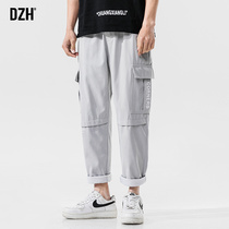 Mens pants mens pants Autumn New overalls mens straight loose drawstring tie pants Tide brand casual trousers men