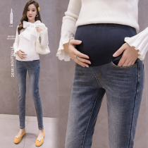 Pregnant women pants autumn wear tight-fitting small feet nine-point jeans spring and autumn fashion tide mom maternity pants trousers
