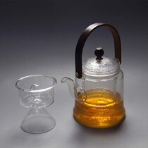 High temperature resistant glass pot Chinese lifting beam teapot bamboo handle electric pottery stove can be used to cook tea steamed teapot a pot of double gallbladder
