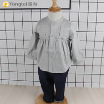 Tongtai girls shirt baby cotton foreign style round neck top base shirt 2019 spring new baby clothes