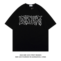 AWE GOD 2022 summer new American letter print short-sleeved T-shirt men and women round neck couple top tide