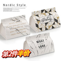 D Marble Cloth Art Paper Towel Box Creative Cotton Linen Living-room Home Car Cramps Paper Towels Paper Box Cramps Paper Boxes