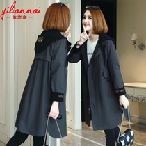 Windbreaker womens long small womens coat Yangqi early autumn 2021 new large size womens spring and autumn coat