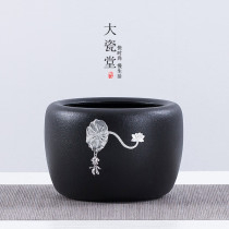 Large porcelain large black pottery tea - toilet Japanese tea - wash tea - wash cylinder creative Zen Tea cylinder