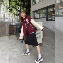 Hairy baseball uniform womens short Joker autumn and winter thick student splicing locomotive loose Korean version of splicing jacket cotton jacket