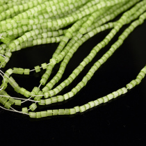 French imports 2 * 1 6mm tender green Czech crystal hexagonal tube bead glass beads method embroidery material accessories