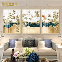 Modern minimalist Decorative Painting Crystal Porcelain Painting Triptych Living Room Sofa Background Wall Mural Light Lavish Hotel Hall Hung Painting