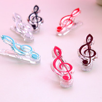 Cute note mini clip set 10 transparent plastic ticket holder Photo Wall student color music score clip