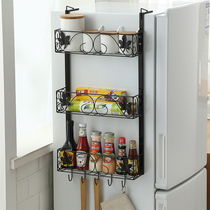 Refrigerator shelf freezer side Wrought iron wall-mounted multi-layer storage rack Kitchen supplies Household Daquan