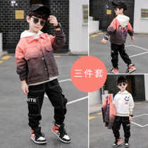 Boys spring clothes suit 45 45 67 89 ten-year-old little boy clothes handsome Gas Fried Street Tide Three Sets Spring Autumn