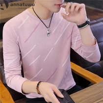 Long sleeve T-shirt men Cotton 2020 new spring and autumn thin base shirt round neck handsome trend Korean ins autumn men