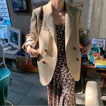 SANDRO moskoloni card with its color suit jacket female Korean version loose 100 lap suit female little west suit blouse