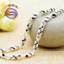 Male and female necklace coarse 925 pure silver overbearing lock bone Japan-Japan silver necklace long style retro Thai silver Korean version of fashion gift