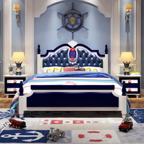European-style Childrens Bed Boy Single Beds 1 2 m Solid Wood Children Furniture Combined Blue Boy Bed Brief modern