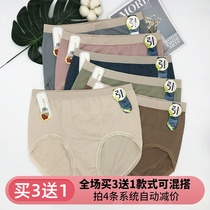 买3送1酷色女士内裤引力裤超大版莫代尔胖MM中高腰包臀三角裤Y980