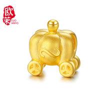 Gold pumpkin cart transfer beads 3d hard gold fantasy pumpkin carriage Lulutong pure gold 999diy bracelet beads