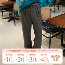 Summer home plus velvet thickened high waist straight cylinder wide leg casual pants black western dress pants female autumn and winter display high