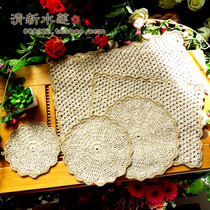 Fresh water lotus handmade crochet crochet flower color cotton woven European and American style village heat insulation mat table mat table mat