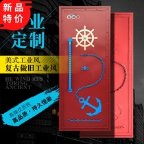 Loft industrial wind retro rudder container door Creative Wrought iron indoor toilet Toilet box door Custom door