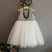 Summer hollow lace dress Cute fashion princess dress 2-8 years old student performance skirt Girls Midi Dress