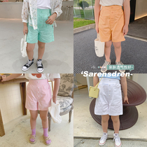 Salted egg shrimps rice Han version summer dress girl straight drum high waist casual mid-pants baby foreign air wide leg 50% shorts