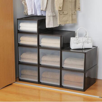 Japan imported plastic combined storage cabinet Large number of drawer-type containing box clothing finishing box storage box covered