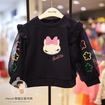 Direct mail French cat Korean cat childrens clothing 21 autumn girls Childrens dark blue clothes DBT220