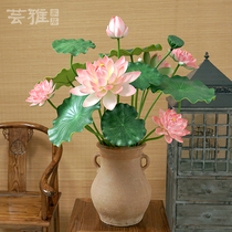 Original floral hand za EVA simulation Lotus lotus leaf set Chinese Tea House restaurant for Buddha fake flower design decoration