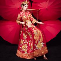 Xiuhe dress bride 2019 new autumn and winter wedding cabinet dress Chinese bridal dress pregnant women large size toast dress