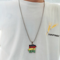 Undefeated Undefeated five bars Tide brand necklace Net red bouncing rainbow pendant hip hop men and women tide cool jewelry