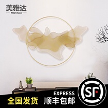 Wrought iron wall decoration Rockery background wall decoration Hotel creative home New Chinese living room pendant wall decoration