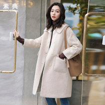  Mink velvet jacket womens mid-length 2020 new Hepburn style loose and thick imitation gold mink velvet wool coat winter
